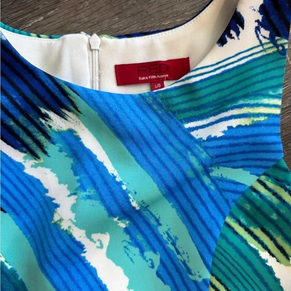 ❤️ Saks Fifth Avenue Red Label Floral Cutout Back Dress Size Large - Picture 7 of 7